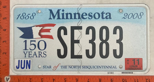 2011 Minnesota #SE383 Passenger License Plate
