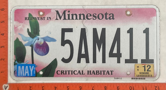 2012 Minnesota #5AM411 Passenger License Plate