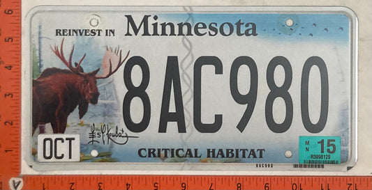 2015 Minnesota #8AC980 Passenger License Plate