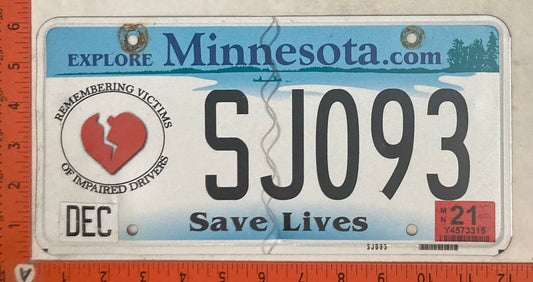 2021 Minnesota #SJ093 Passenger License Plate