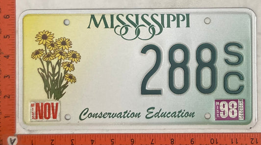 1998 Mississippi #288S/C Passenger License Plate