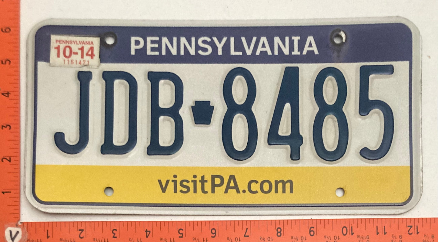 2014 Pennsylvania #JDB 8485 Passenger License Plate