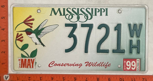 1999 Mississippi #3721W/H Passenger License Plate