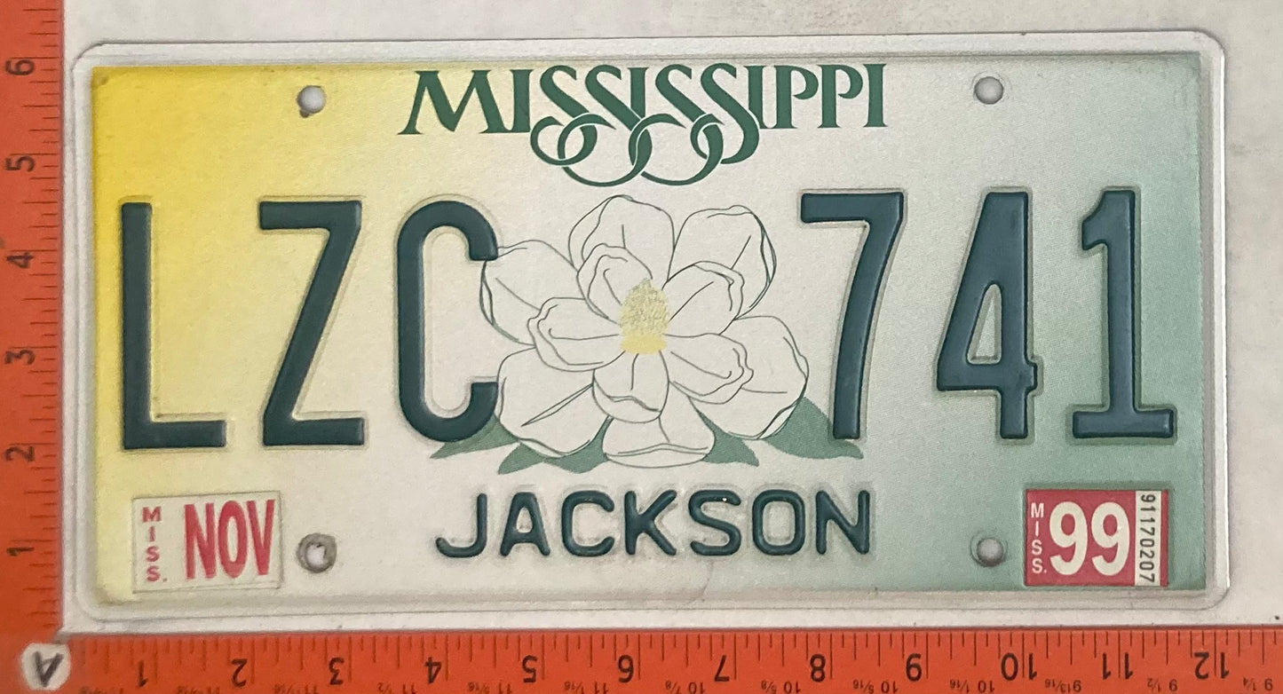 1999 Mississippi #LZC 741 Passenger License Plate