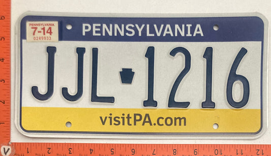 2014 Pennsylvania #JJL 1216 Passenger License Plate