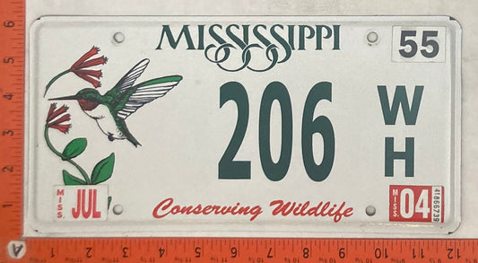 2004 Mississippi #206 W/H Passenger License Plate