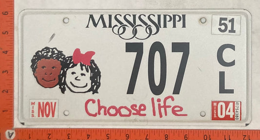 2004 Mississippi #707 C/L Passenger License Plate