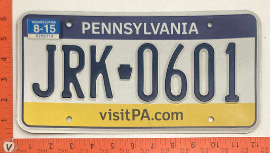 2015 Pennsylvania #JRK 0601 Passenger License Plate