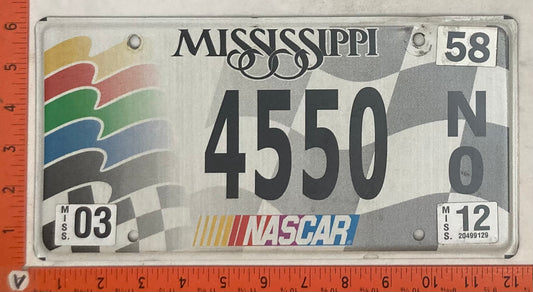 2012 Mississippi #4550 N/O Passenger License Plate