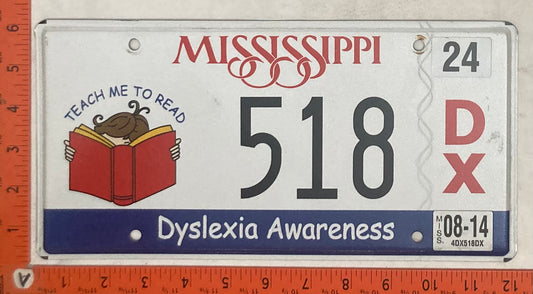 2014 Mississippi #518 D/X Passenger License Plate