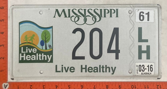 2016 Mississippi #204 L/H Passenger License Plate
