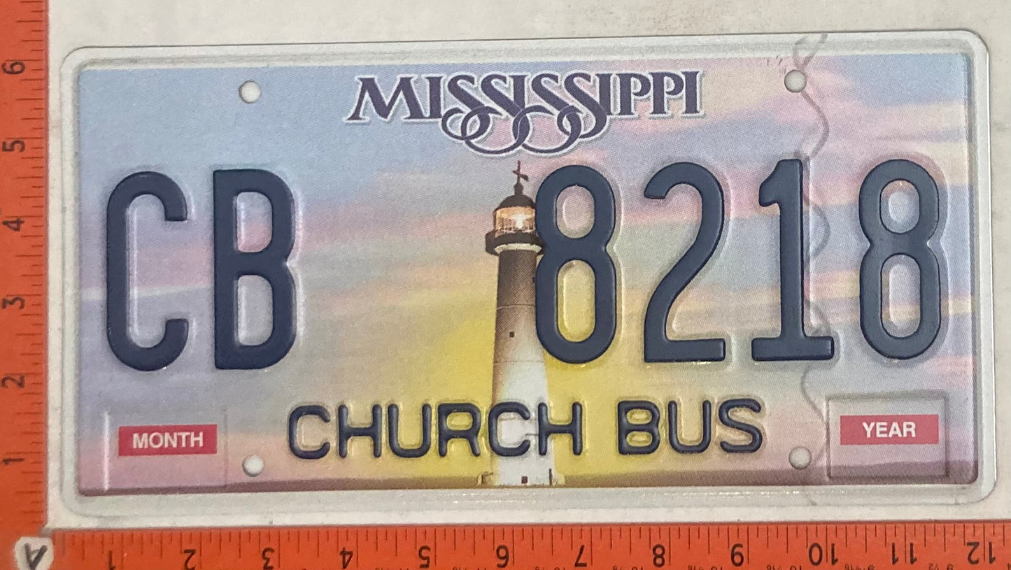 Undated Mississippi #CB 8218 Church Bus License Plate