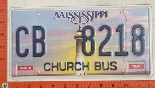 Undated Mississippi #CB 8218 Church Bus License Plate