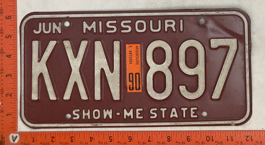 1990 Missouri #KXN 897 Passenger License Plate