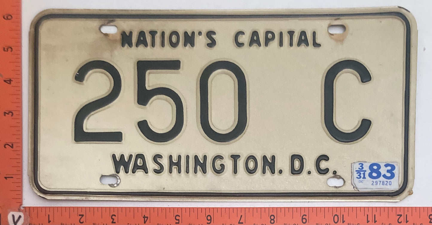 1983 Washington, DC #250 C Passenger VANITY License Plate
