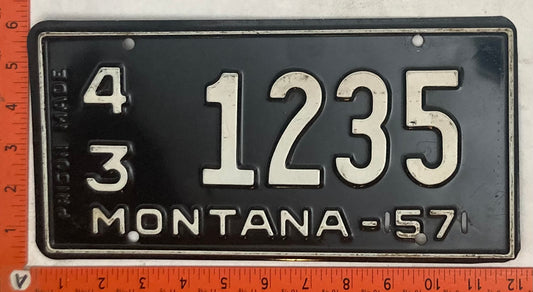 1957 Montana #4/3 1235 Passenger License Plate