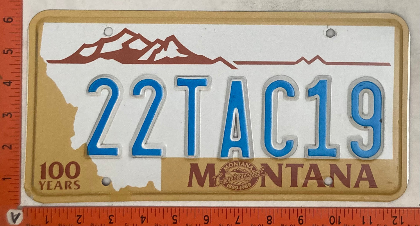 Undated Montana #22TAC19 Passenger License Plate