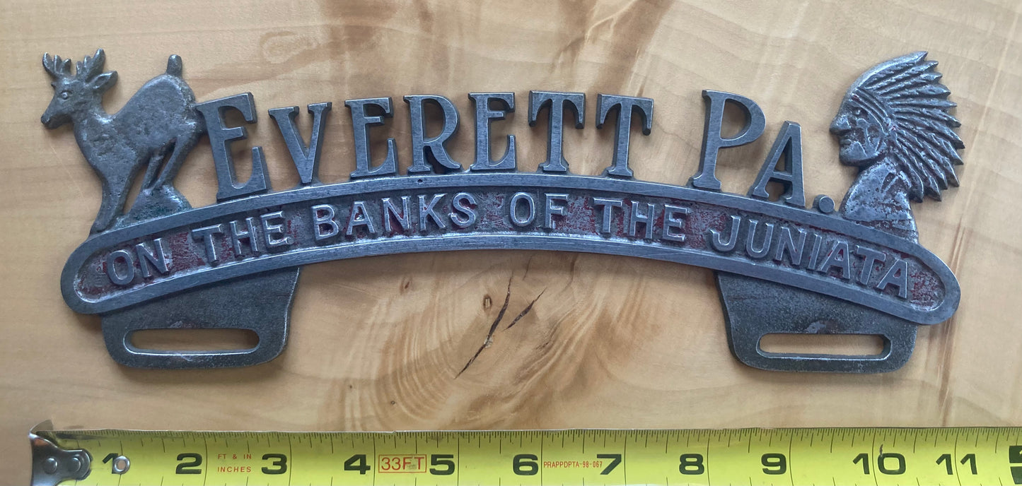 Everett, Pennsylvania Cast License Plate Topper