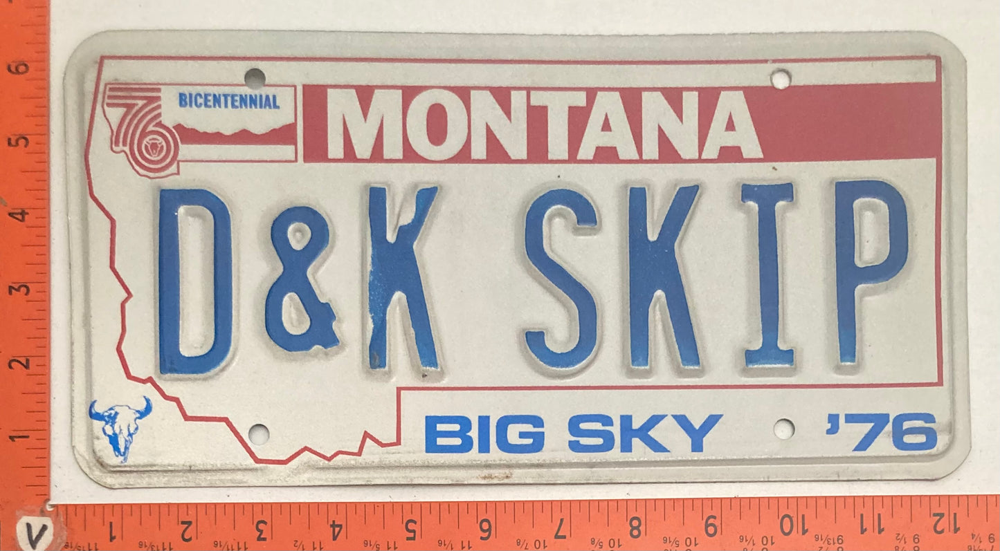 1976 Montana #D&K SKIP Passenger VANITY License Plate