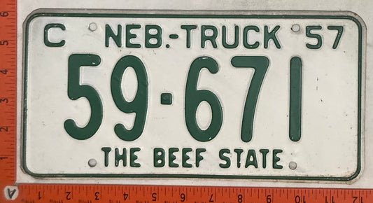 1957 Nebraska #59-671 Farm Truck License Plate