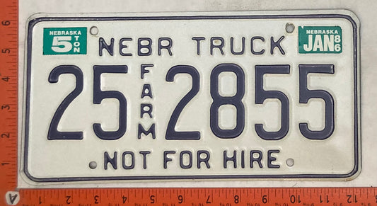 1986 Nebraska #25 2855 Farm Truck License Plate