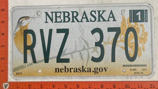 2012 Nebraska #RVZ 370 Passenger License Plate