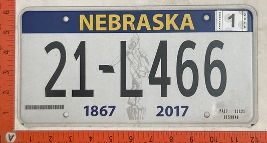 2018 Nebraska #21-L466 Passenger License Plate