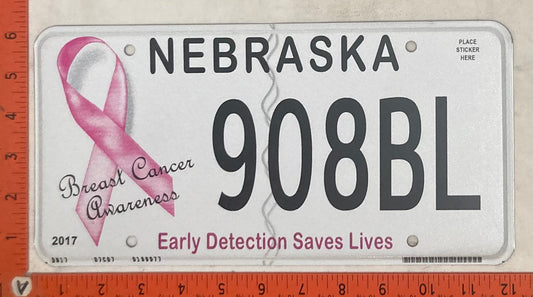 2017 Nebraska #908BL Passenger License Plate