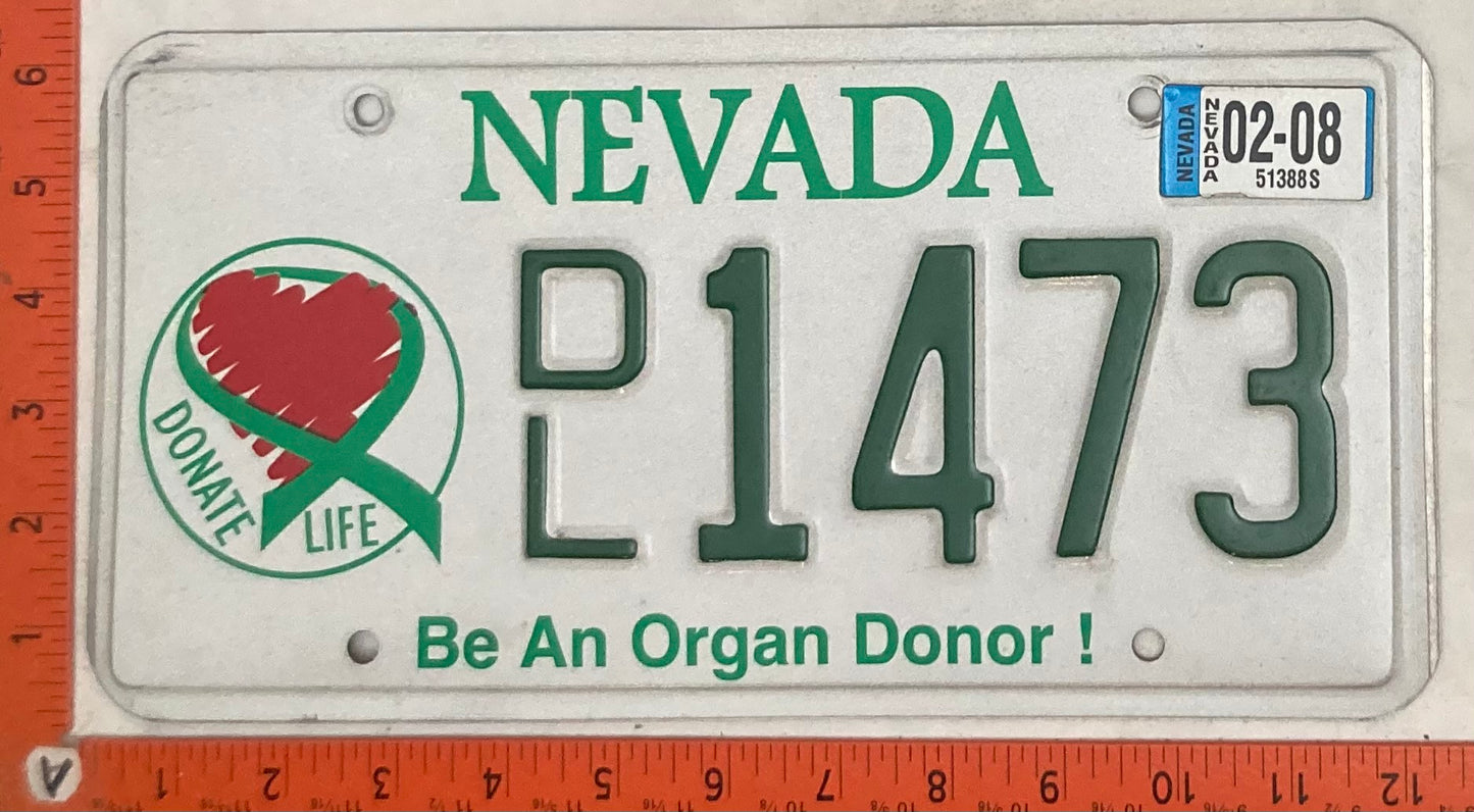 2008 Nevada #D/L 1473 Passenger License Plate