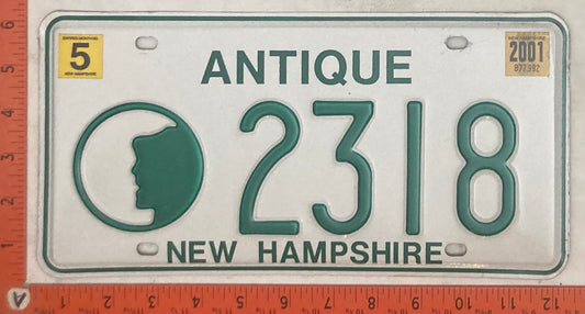 2001 New Hampshire #2318 Antique Passenger License Plate