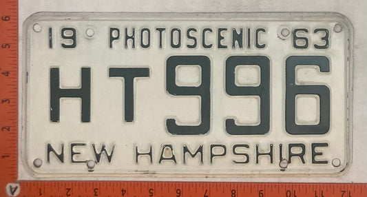 1963 New Hampshire #HT 996 Passenger License Plate