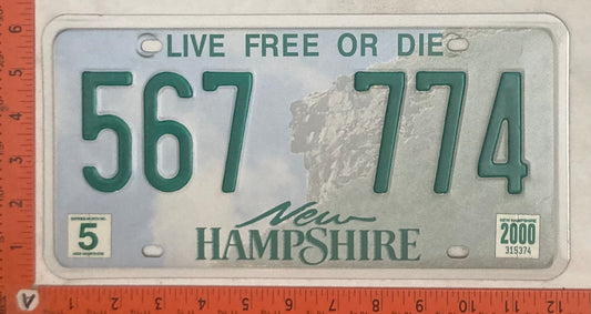 2000 New Hampshire #567 774 Passenger License Plate