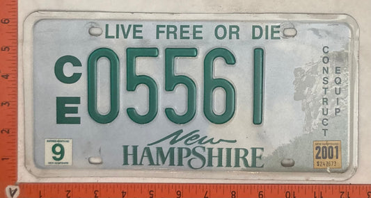 2001 New Hampshire #C/E 05561 Commercial Equipment License Plate