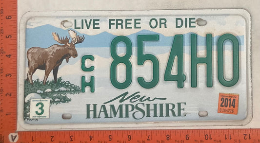 2014 New Hampshire #C/H 854HO Passenger License Plate