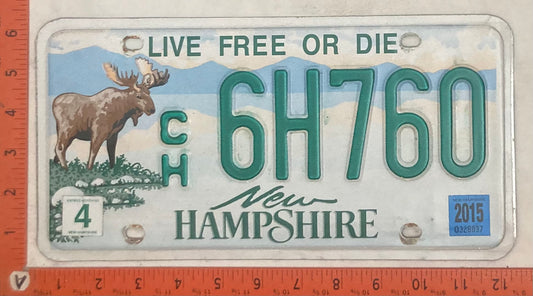 2015 New Hampshire #C/H 6H760 Passenger License Plate