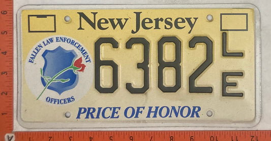 Undated New Jersey #6382L/E Passenger License Plate