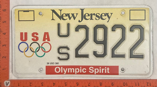 Undated New Jersey #U/S 2922 Passenger License Plate