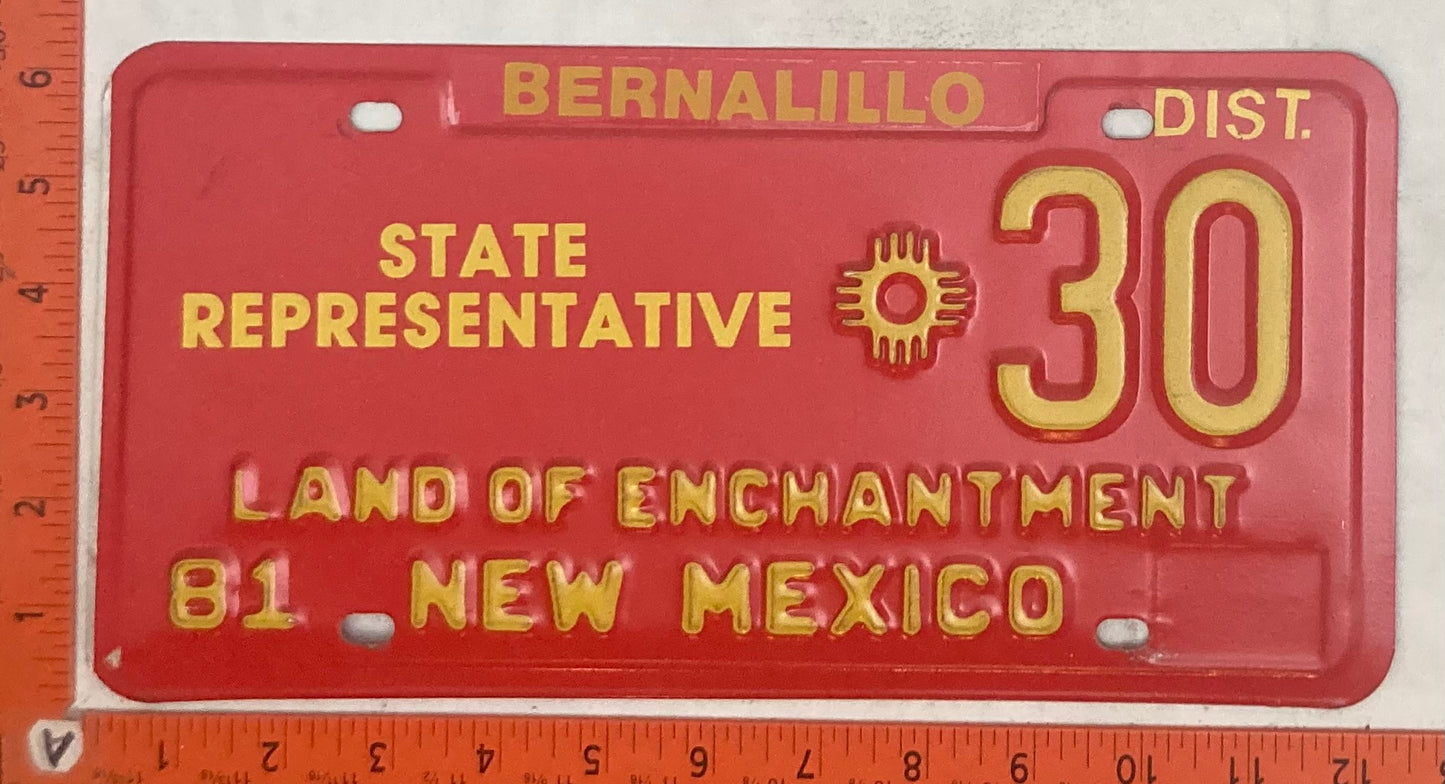 1981 New Mexico #30 State Representative License Plate