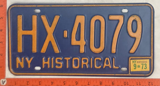 1973 New York #HX-4079 Historical Passenger License Plate