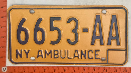 Undated New York #6653-AA Ambulance License Plate