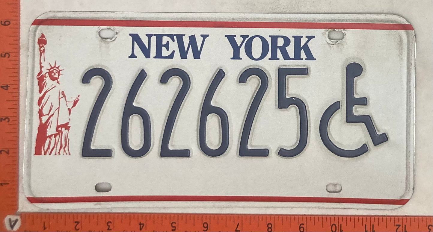 Undated New York #262625 Passenger License Plate (Handicapped)