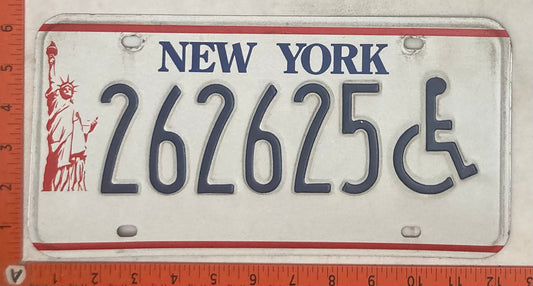 Undated New York #262625 Passenger License Plate (Handicapped)
