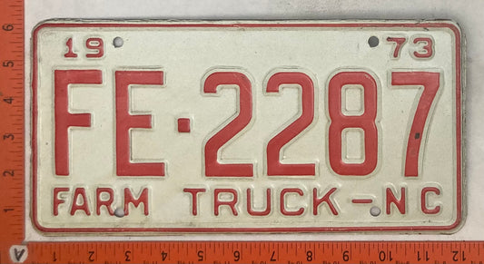 1973 North Carolina FE-2287 Farm Truck License Plate