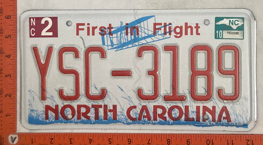 2010 North Carolina #YSC-3189 Passenger License Plate