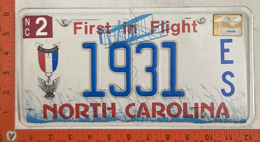 2011 North Carolina #1931 E/S Passenger License Plate
