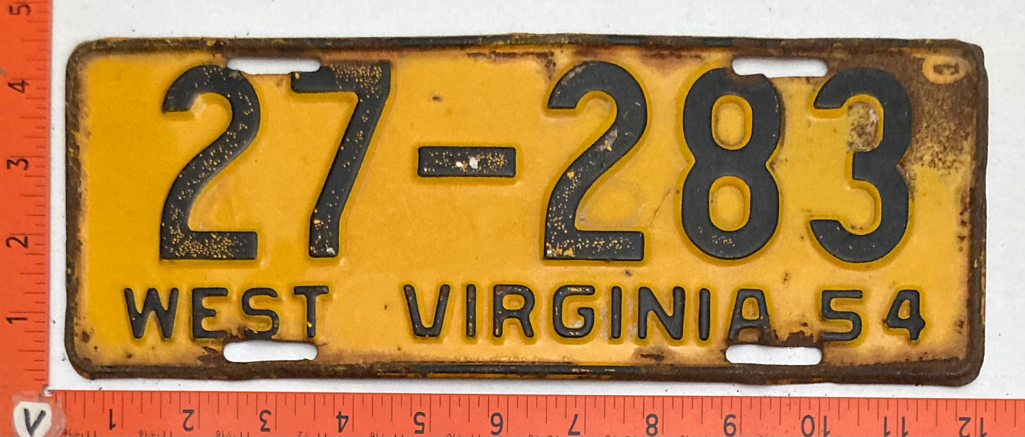 1954 West Virginia #27-283 Passenger License Plate