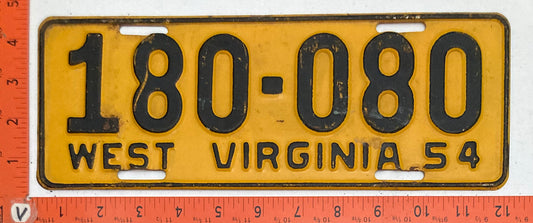 1954 West Virginia #180-080 Passenger License Plate