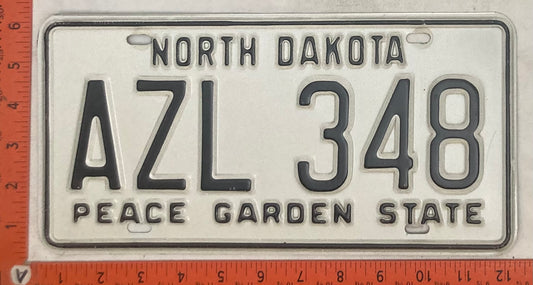 Undated North Dakota #AZL 348 Passenger License Plate