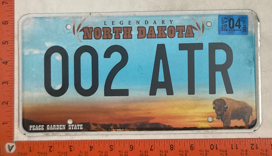 2017 North Dakota #002 ATR Passenger License Plate