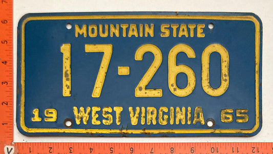 1965 West Virginia #17-260 Passenger License Plate